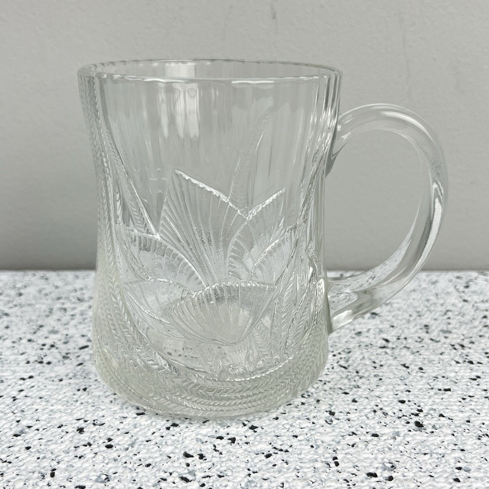 Vintage Arcoroc France Canterbury Crocus Glass Coffee Tea‎ Mug Flower 8oz